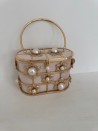 Torebka koszyk perłowo-beżowa