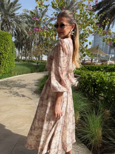 Sukienka beżowa długa KWIAT