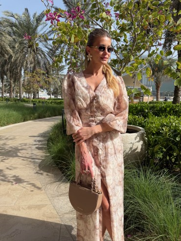 Sukienka beżowa długa KWIAT