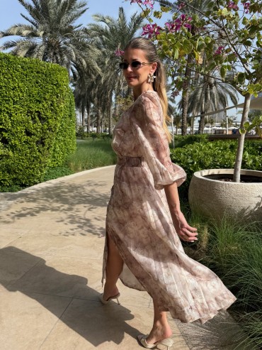 Sukienka beżowa długa KWIAT