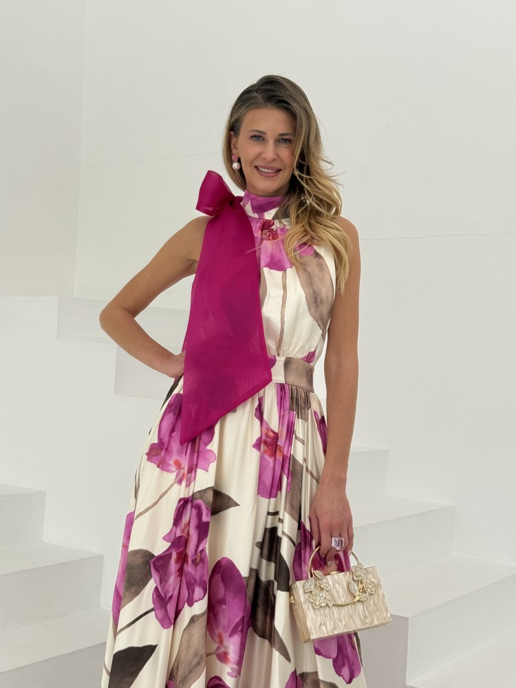 Sukienka maxi w kwiaty amarantowa MARBEL