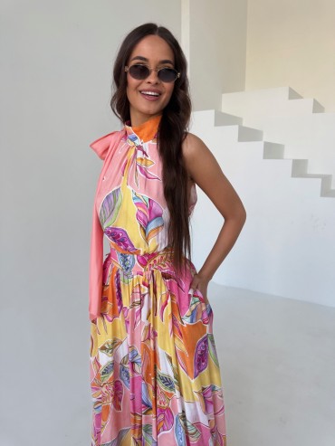 Sukienka maxi róż MARBEL