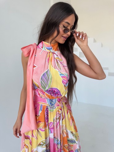 Sukienka maxi róż MARBEL