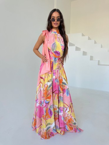 Sukienka maxi róż MARBEL