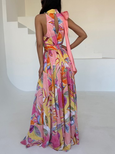 Sukienka maxi róż MARBEL