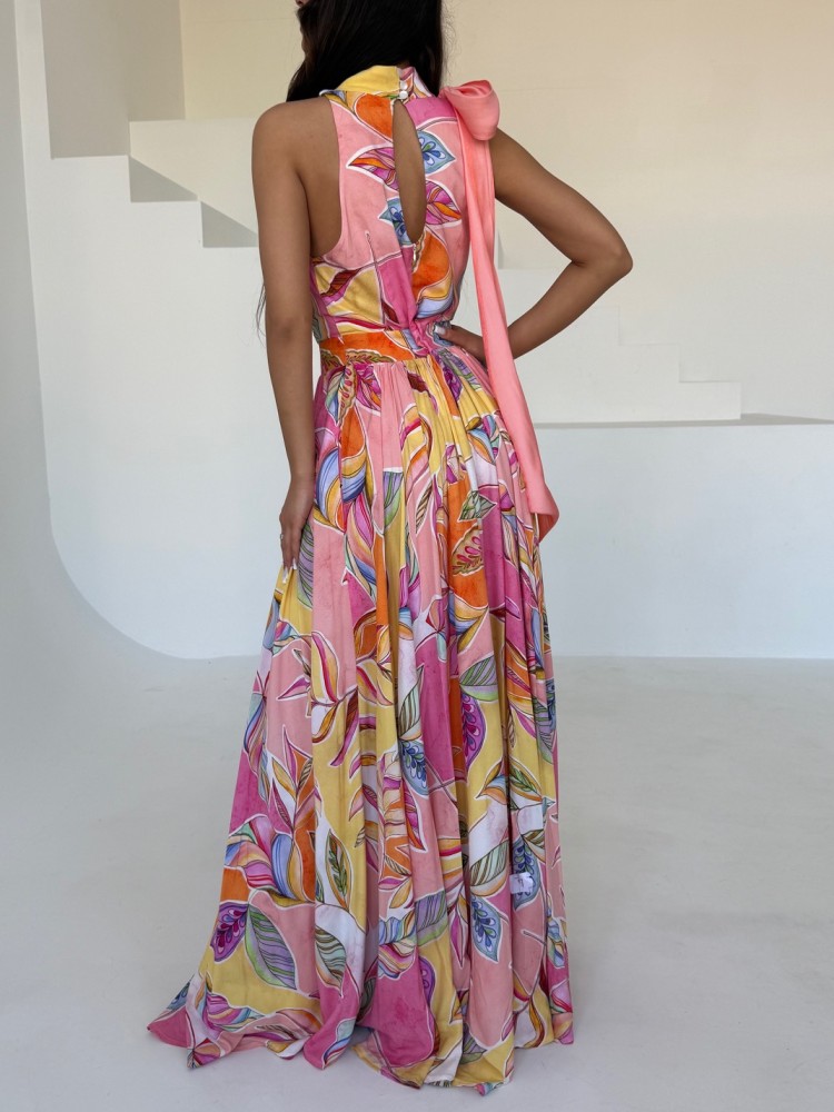 Sukienka maxi róż MARBEL