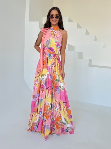 Sukienka maxi róż MARBEL