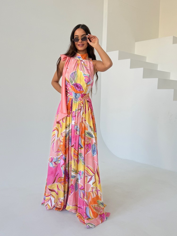 Sukienka maxi róż MARBEL