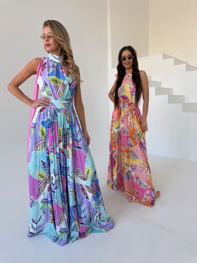 Sukienka maxi róż MARBEL