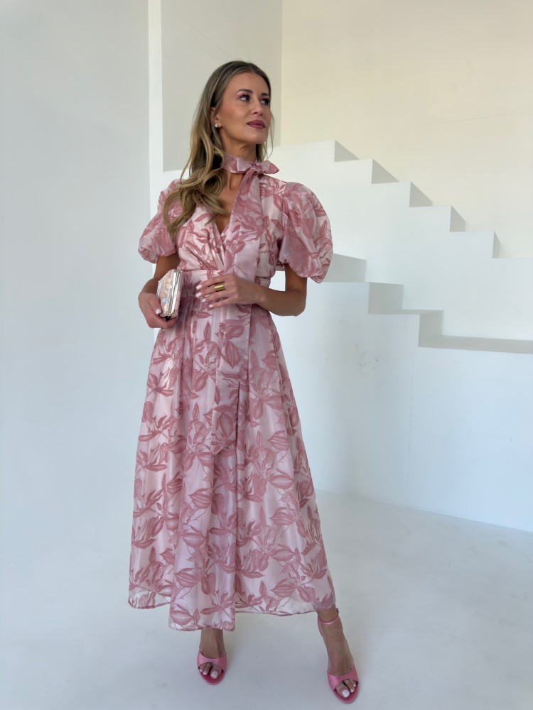 Sukienka midi w kwiaty różowa LUSI