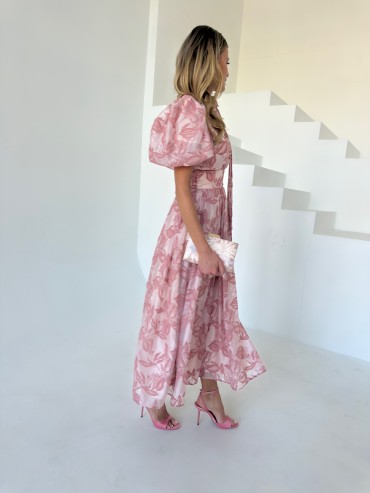 Sukienka midi w kwiaty różowa LUSI