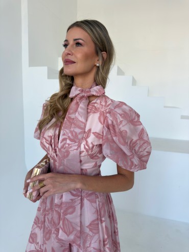 Sukienka midi w kwiaty różowa LUSI