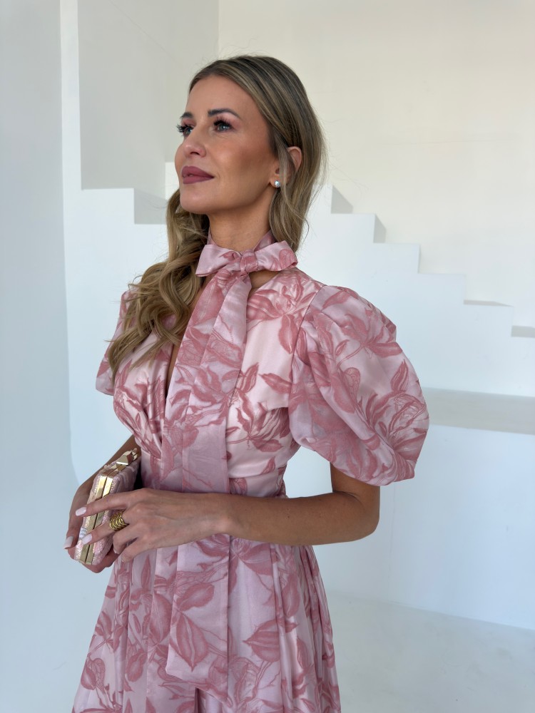 Sukienka midi w kwiaty różowa LUSI