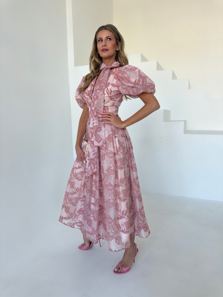 Sukienka midi w kwiaty różowa LUSI