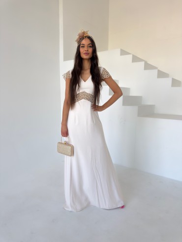 Sukienka maxi beżowa SORAYA