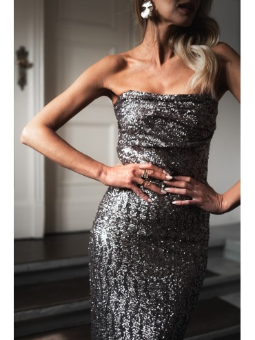 Sukienka maxi cekin granatowa MOONLIGHT GLAM