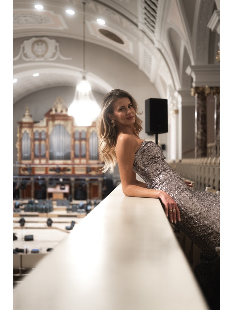 Sukienka maxi cekin granatowa MOONLIGHT GLAM