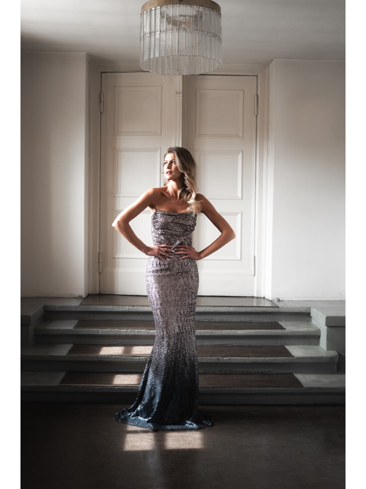 Sukienka maxi cekin granatowa MOONLIGHT GLAM