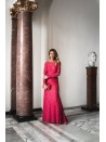 Sukienka maxi w koronkę różowa LUNESSA