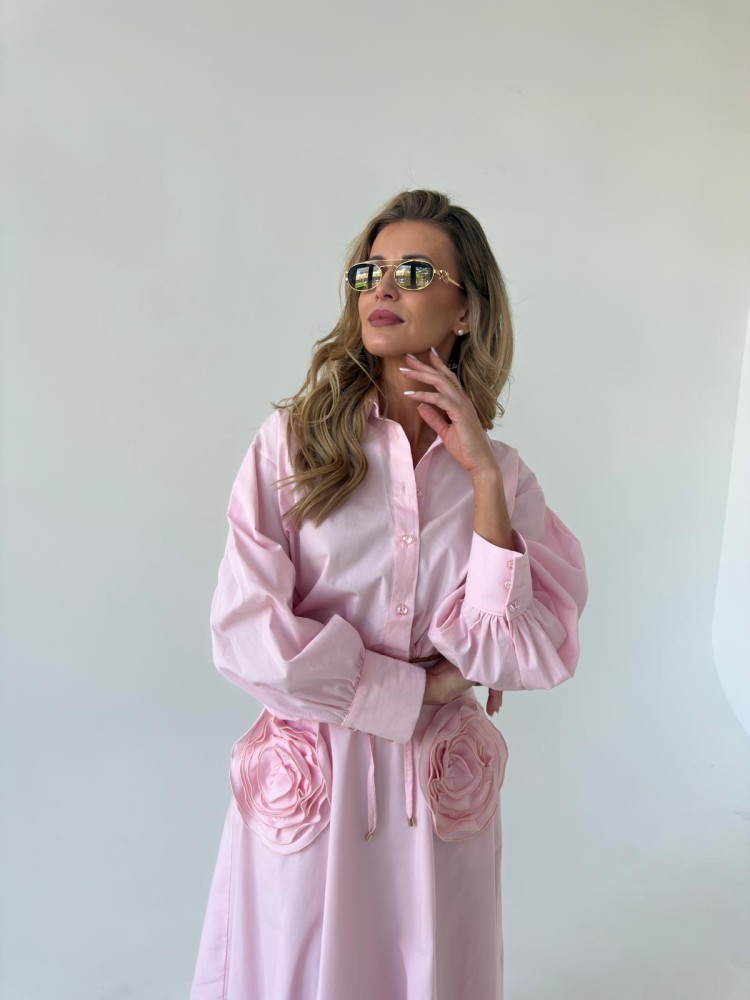 Spódnica midi pudrowy róż SELENA
