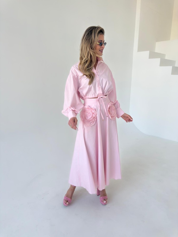 Spódnica midi pudrowy róż SELENA